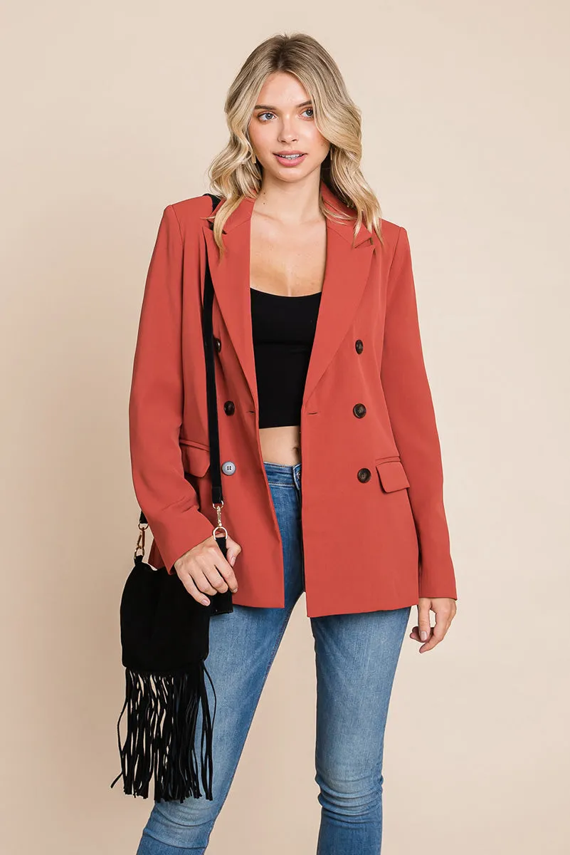 Women's Professional Double Breasted Lapel Collar Jacket Blazer