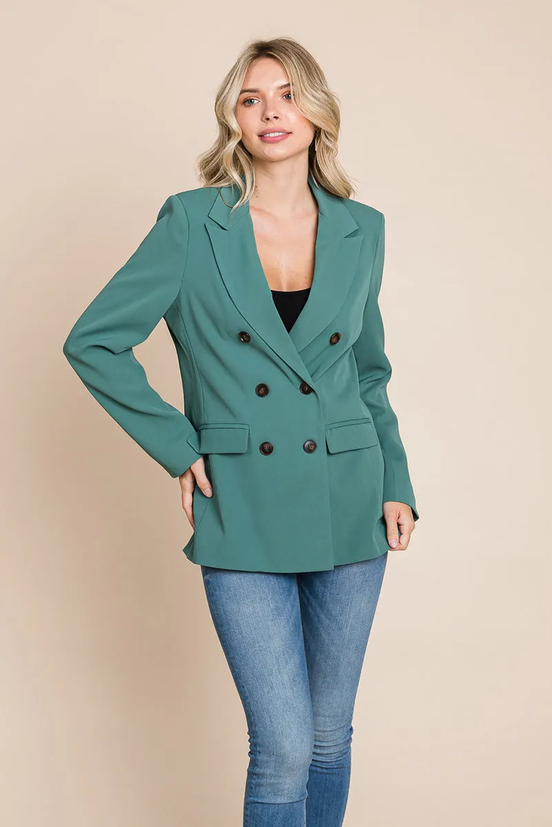 Women's Professional Double Breasted Lapel Collar Jacket Blazer