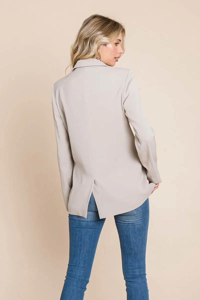Women's Professional Double Breasted Lapel Collar Jacket Blazer