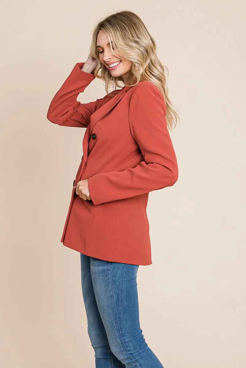 Women's Professional Double Breasted Lapel Collar Jacket Blazer