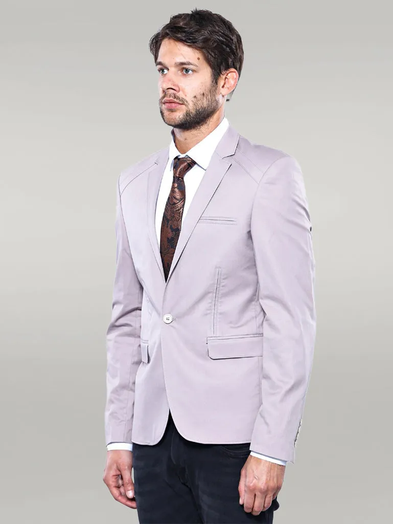 WSS 3 pocket Single Button Cotton Beige Jacket- - Singen