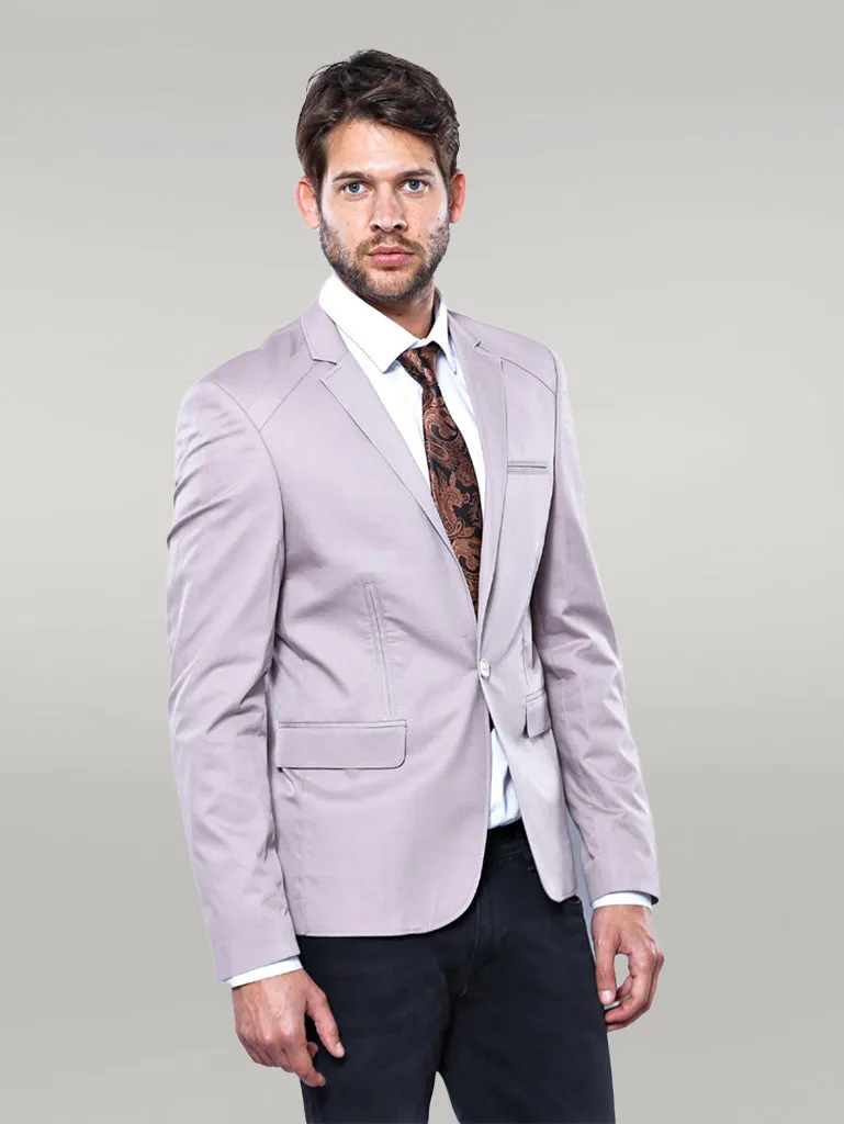 WSS 3 pocket Single Button Cotton Beige Jacket- - Singen