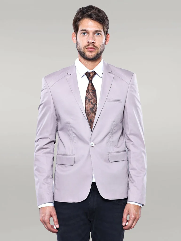 WSS 3 pocket Single Button Cotton Beige Jacket- - Singen