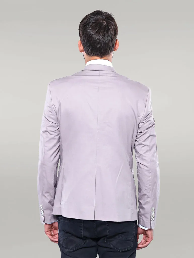 WSS 3 pocket Single Button Cotton Beige Jacket- - Singen
