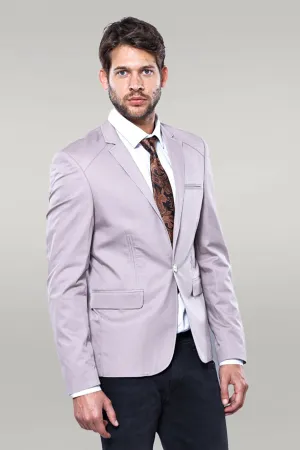 WSS 3 pocket Single Button Cotton Beige Jacket- - Singen