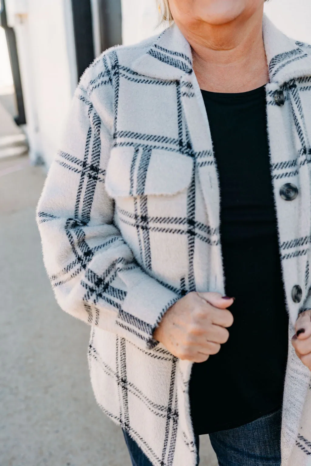 Z Supply: Plaid Tucker Jacket in Crystal Grey ZJ213286