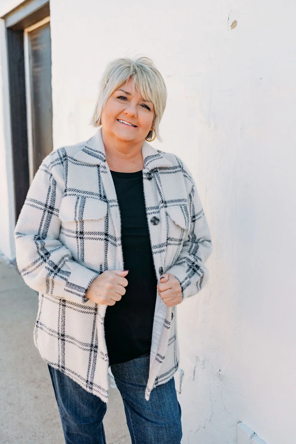 Z Supply: Plaid Tucker Jacket in Crystal Grey ZJ213286