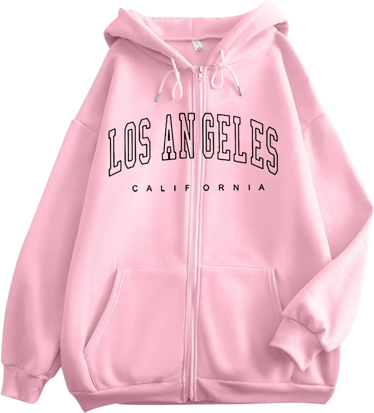 Zip Up Hoodies for Women Letter Print Long Sleeve Hooded Sweatshirts 2024 Trendy Girls Casual Hoodie Oversized Jacket